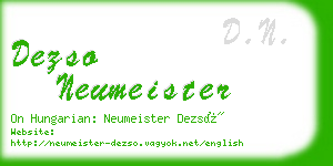 dezso neumeister business card